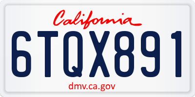 CA license plate 6TQX891