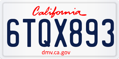 CA license plate 6TQX893