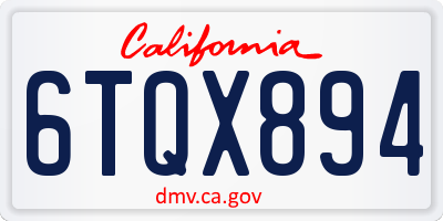 CA license plate 6TQX894