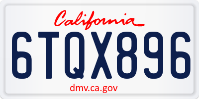 CA license plate 6TQX896