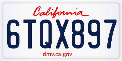 CA license plate 6TQX897