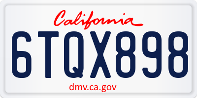 CA license plate 6TQX898