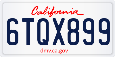 CA license plate 6TQX899