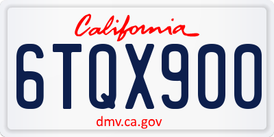 CA license plate 6TQX900