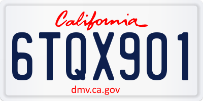CA license plate 6TQX901