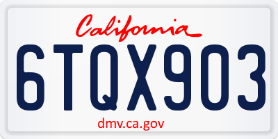 CA license plate 6TQX903