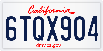 CA license plate 6TQX904
