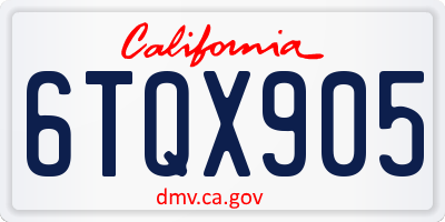 CA license plate 6TQX905