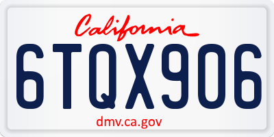 CA license plate 6TQX906