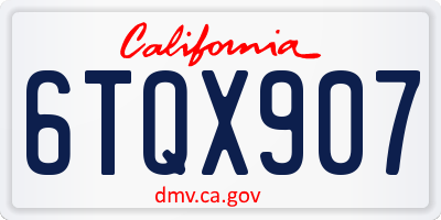 CA license plate 6TQX907