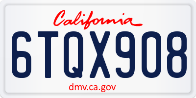 CA license plate 6TQX908