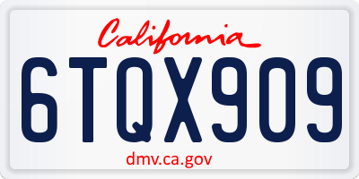 CA license plate 6TQX909