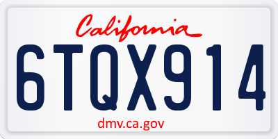 CA license plate 6TQX914
