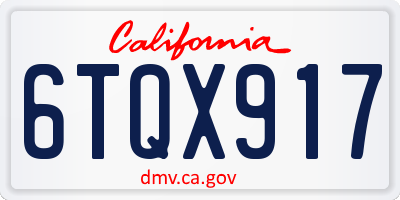 CA license plate 6TQX917
