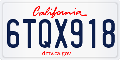 CA license plate 6TQX918