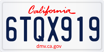 CA license plate 6TQX919