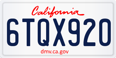CA license plate 6TQX920