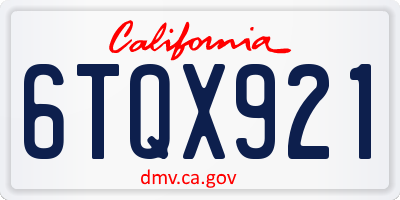 CA license plate 6TQX921