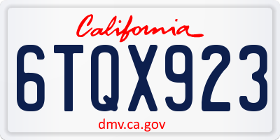 CA license plate 6TQX923