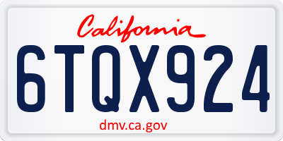 CA license plate 6TQX924