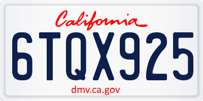CA license plate 6TQX925