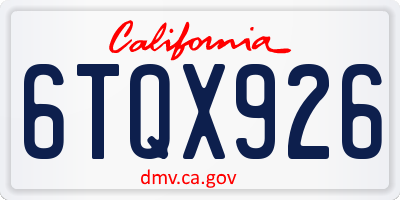 CA license plate 6TQX926