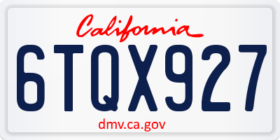 CA license plate 6TQX927