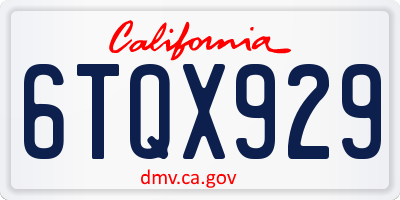 CA license plate 6TQX929
