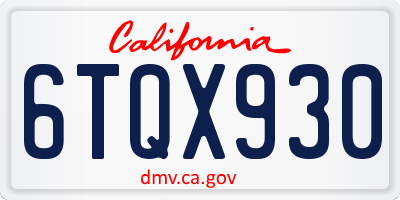 CA license plate 6TQX930