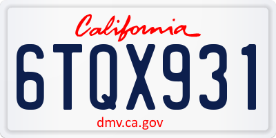CA license plate 6TQX931
