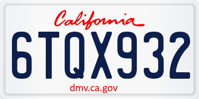 CA license plate 6TQX932