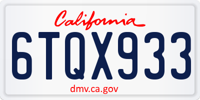 CA license plate 6TQX933