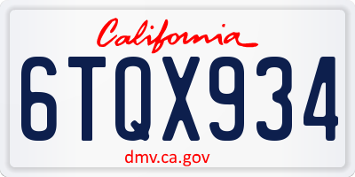 CA license plate 6TQX934