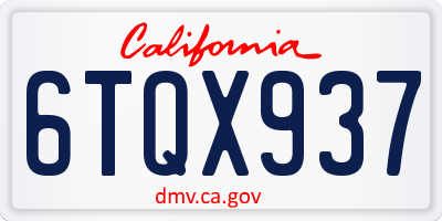 CA license plate 6TQX937