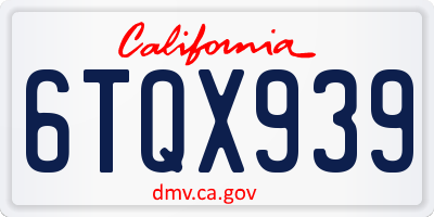 CA license plate 6TQX939