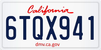 CA license plate 6TQX941