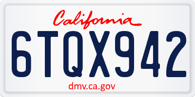 CA license plate 6TQX942