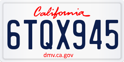 CA license plate 6TQX945