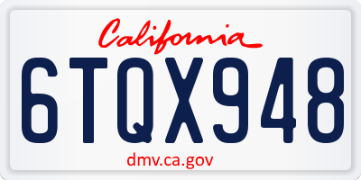 CA license plate 6TQX948