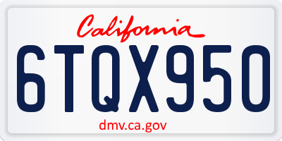 CA license plate 6TQX950