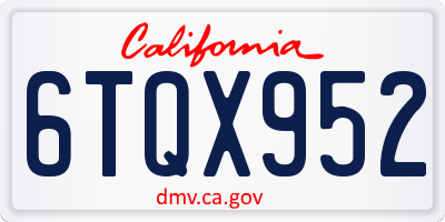 CA license plate 6TQX952