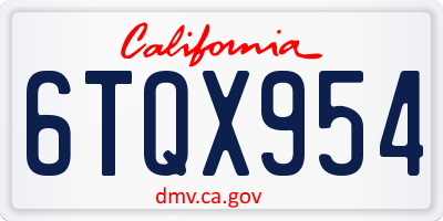 CA license plate 6TQX954