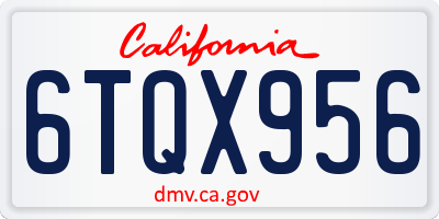 CA license plate 6TQX956