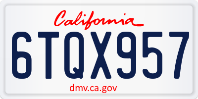 CA license plate 6TQX957