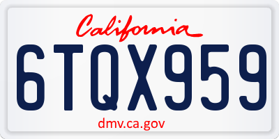 CA license plate 6TQX959