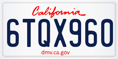 CA license plate 6TQX960