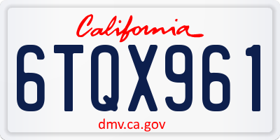 CA license plate 6TQX961
