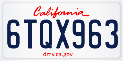 CA license plate 6TQX963