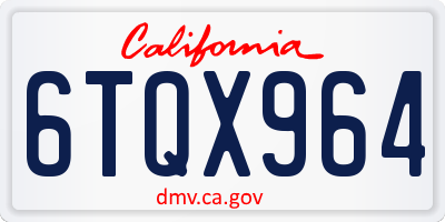 CA license plate 6TQX964