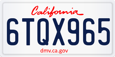 CA license plate 6TQX965